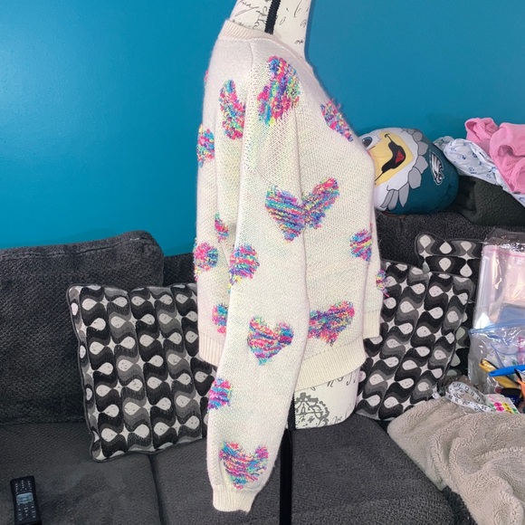 🎉4 for $20 SHEIN Drop Shoulder Heart Pattern Sweater, Medium - Picture 3 of 6